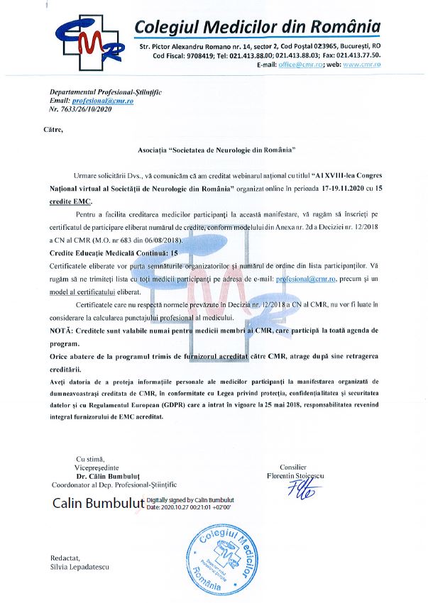Acreditare Webinar CNSNR XVIII 15 credite